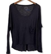 Planet Blue Long Sleeve Pocket Tee Black XS New