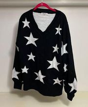 Zenana Black and white star sweater