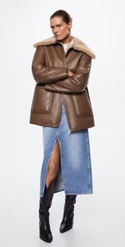 Brown Shearling-lined Coat