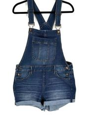 Blue Spice Overall Shortalls Shorts size 13 juniors dark blue denim stretch