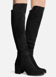 Stuart Weitzman Alljack Over-The-Knee Suede Boots Black Block Heel