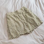 Green Ditsy Floral Mini Skirt Boho Elastic Waist Sz Small