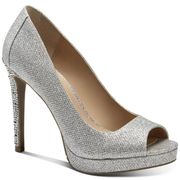 Thalia Sodi Women's Lenna Beaded-Heel Pumps in Silver Size 6M MSRP $60