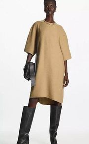 Women’s COS Oversized Wool T-Shirt Dress Size Meduum Utilitarian Style Tan