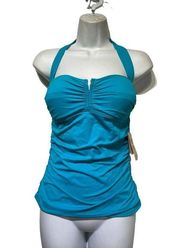 Tommy Bahama V Front Halter Cup Long Tankini Top Tummy Control Swim Size XS