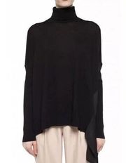 NWT All Saints Black Alda Asymmetrical Merino Wool Blend Turtleneck Sweater XS