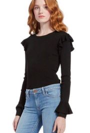 Black Mittie Ruffled Sleeve Sweater