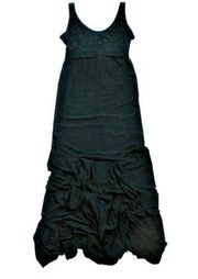 NWT Rachel Pally Black Scoop Neck Tie Back Jersey Maxi Dress XS