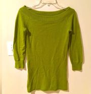 Club Monaco olive green cashmere three-quarter sleeve boat neck sweater XS/S