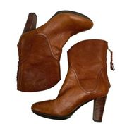 Johnson & Murphy Size 7.5 Heeled Ankle Boots Brown Leather Zip Women’s Booties