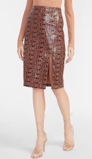 High Waisted Faux Leather Snakeskin Pencil Skirt…Sz: 8