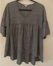 Jack by BB Dakota Grey V-Neck Bell Short Sleeve Top Women's Size Medium