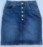 💕  XS 26 2 Petite High Waist Button Fly Denim Jean Pencil Skirt