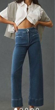 Pilcro X Anthropologie The Skipper High-Rise Wide-Leg Jeans Pool Blue Wash