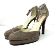 BEBE suede ankle wrap heels, made in Spain, size 7.5