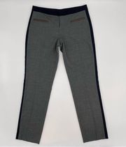 Club Monaco Pants Low Rise Size 00 Gray Black Lamb Leather‎ Wool Tuxedo Stripe