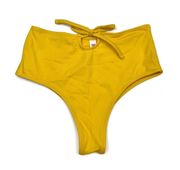 Golden Yellow High Waisted/Leg Bow Cutout Swim Bikini Bottoms S