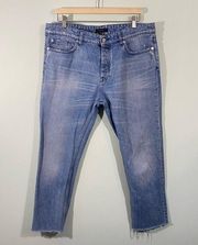 IRO Women's Blue Raw Hem Button Fly High Rise Straight Leg Jeans Size 34