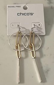 NWT NEW Chicos gold Silver Dangling Earrings