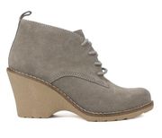 White Mountain Wedges Grey Lambert Booties Lace Up Suede Leather Sz 8.5 GUC