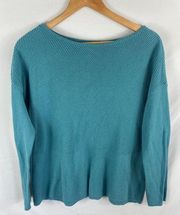 J Jill Turquoise Juno Ribbed Sweater Size Medium