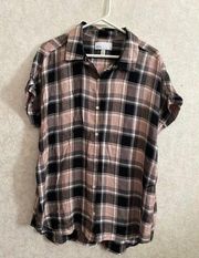 Nordstrom Rack women’s large pink plaid button down top