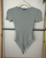 NWOT Aqua by Bloomingdales Grey Ribbed Bodysuit size XS