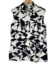 NWT Vintage  Harlequin Shoe Print Sleeveless Blouse Size L