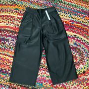 NWT Susana Monaco Black Faux Leather Cropped Wide Leg Pants - M