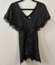 Dress The Population Raven Black Lace Romper Size S