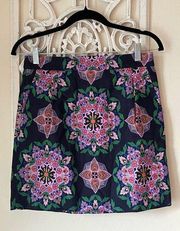 SK1 J. Crew Medallion Cotton Texture Skirt Size 2