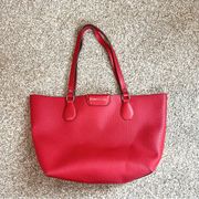 Red Leather Tote Shoulder Bag