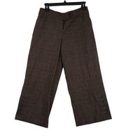 Cabi Women's Cropped Wide Leg Gaucho Pants Glen Plaid Brown Dark Academia Size 4