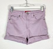 Dickies Lavender Purple High Rise Cuffed Denim Shorts