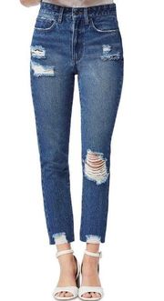 New  Ripped High Rise Stiletto Straight Crop Jeans Quartzite