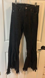 black flared stretchy jeans 