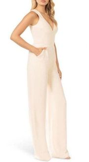 DRESS THE POPULATION Sandra Jumpsuit in Cream Size X-Large