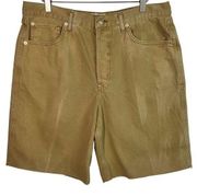 Free People  Mustard Yellow Boyfriend Cutoff Bermuda Jean Shorts 32 NWOT