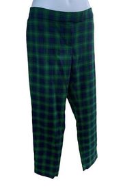 Vineyard Vines Womens Toboggan Tartan Ankle Pants Blue Green Plaid Wool Blend