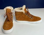 x Lottie Moss Faux Shearling Hi Top Sneakers Size 10