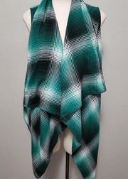 Cato teal plaid flannel waterfall vest size medium