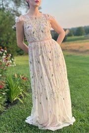 Beaded Floral Fairy Garden Maxi Gown Prom Dress Size 6