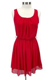 A. Byer Womens M Sleeveless Pleated Red Dress Holiday Party Valentines Flowy