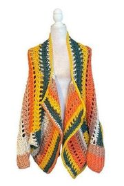 Crochet Handmade Waterfall Open Halloween Candy Corn Cardigan