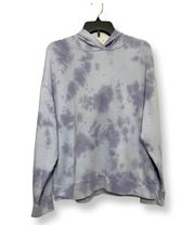 Womens Hoodie Sweatshirt Gray Pullover Tie Dye Long Sleeve L