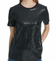 Woman Within Black Sequi. Allover Top