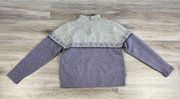 Woolrich Women's Quarter Zip Sweater Size M Gray/Purple Lambs Wool