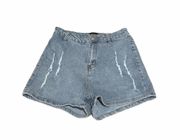 Blue Distress Denim Disco Shorts