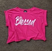 Pink Blessed Crop Top, Women's Medium