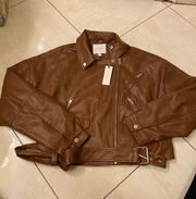 Brown Leather Jacket Size Large